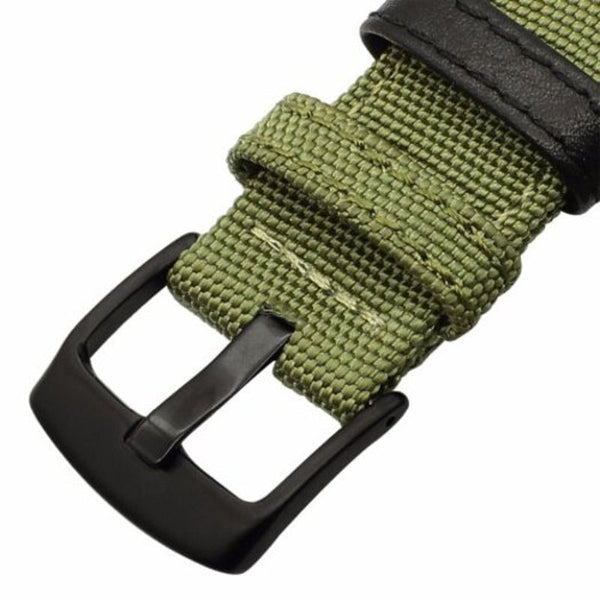 Nylon Woven Leather Watch Wristband Strap For Huawei Gt / Honor Magic Deep Green Watch Bands