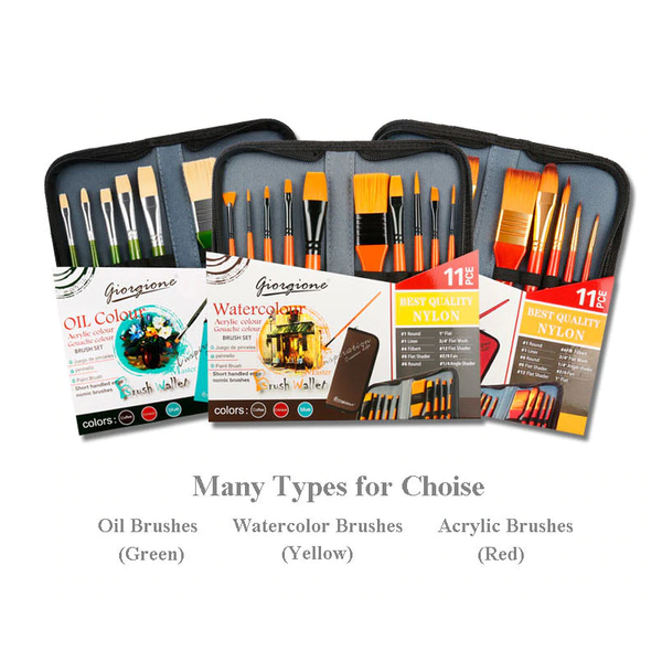 10Pcs Nylon Paint Brush Watercolor Oil Painting Acrylic Multi Function With Bag Artists Brushes