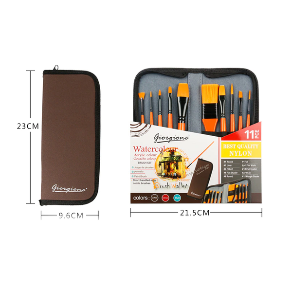 10Pcs Nylon Paint Brush Watercolor Oil Painting Acrylic Multi Function With Bag Artists Brushes