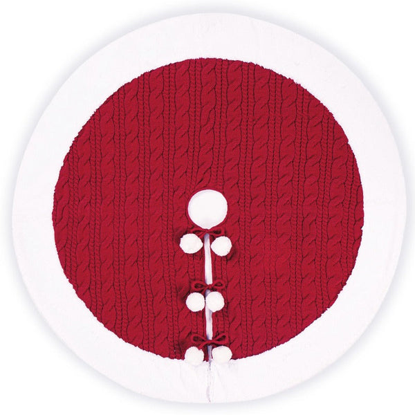 White Pompon Knitted Christmas Tree Skirt Bottom Apron Shawl 24 Inch 36 Seasonal Decorations