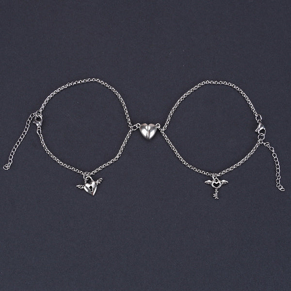 Veile Studios Heart Shape Lock Suction Couple Combination Bracelet Fashion Jewellery Bracelets