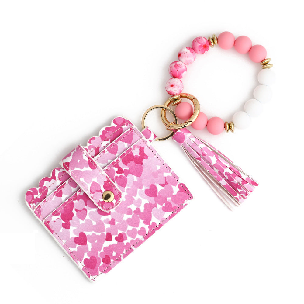 Love Polyurethane Card Holder Silica Gel Key Chain And American Printed Keyrings