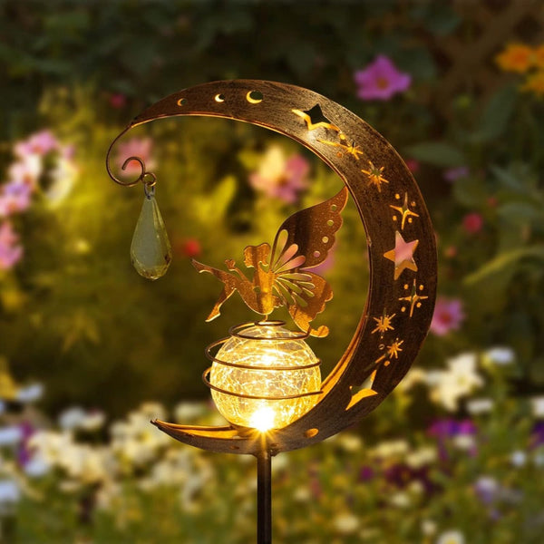 Solar Moon Fairy Lamp Outdoor Garden Iron Art Landscape & Walkway Lights