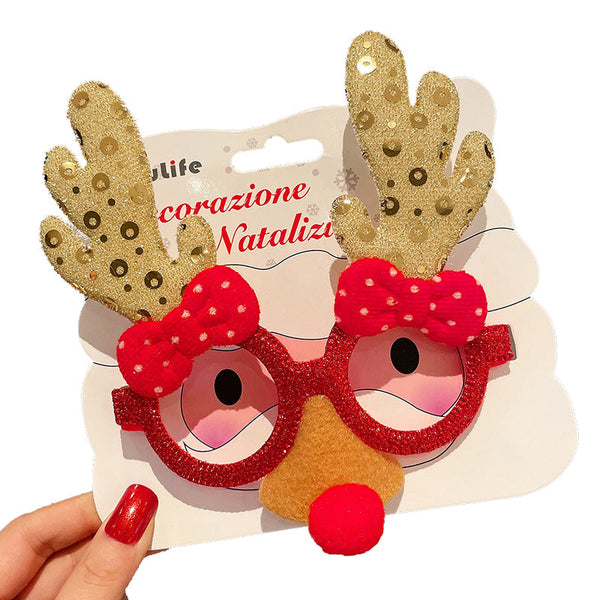 Christmas Elk Glasses Frame Dress Up Couple Costume Festive Masks