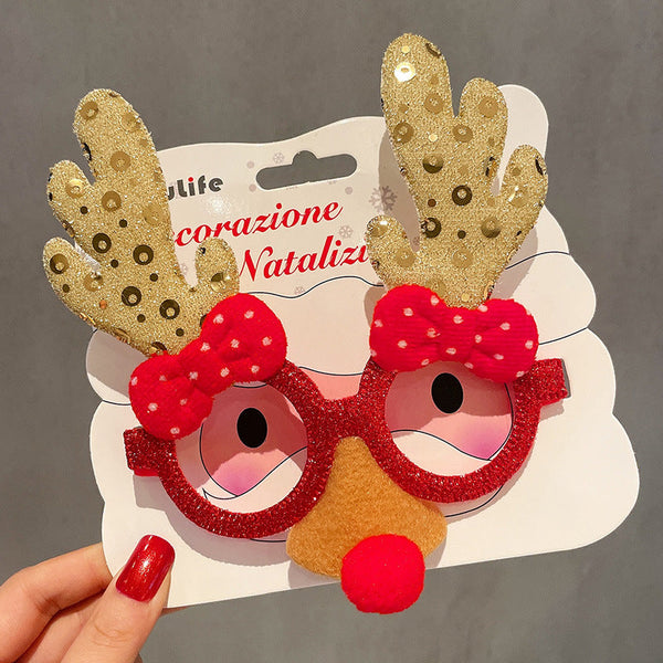 Christmas Elk Glasses Frame Dress Up Couple Costume Festive Masks