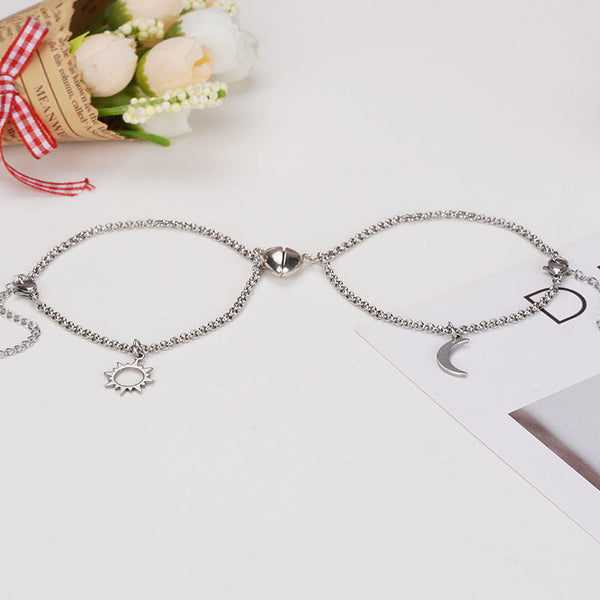 Veile Studios Heart Shape Lock Suction Couple Combination Bracelet Fashion Jewellery Bracelets