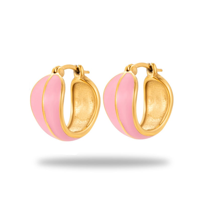 Veile Studios Titanium Steel Heart Shaped Round For Women Fashion Jewellery Earrings