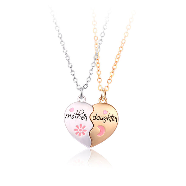 Veile Studios 2Pcs/Set Jewelry Mother Daughter Necklace Matching Heart Pendant Fashion Gifts Necklaces & Pendants