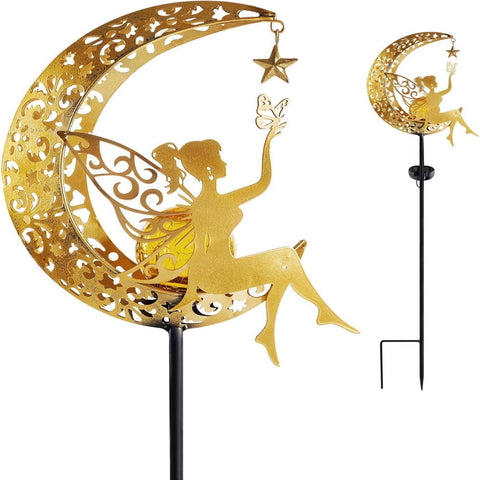 Solar Moon Fairy Lamp Outdoor Garden Iron Art Landscape & Walkway Lights