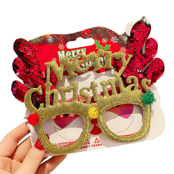 Christmas Elk Glasses Frame Dress Up Couple Costume Festive Masks