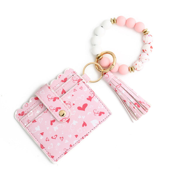 Love Polyurethane Card Holder Silica Gel Key Chain And American Printed Keyrings