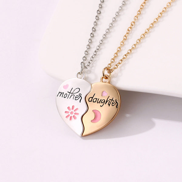 Veile Studios 2Pcs/Set Jewelry Mother Daughter Necklace Matching Heart Pendant Fashion Gifts Necklaces & Pendants