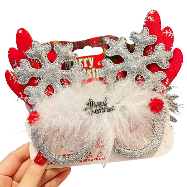 Christmas Elk Glasses Frame Dress Up Couple Costume Festive Masks