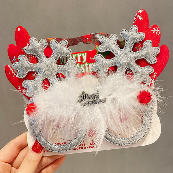 Christmas Elk Glasses Frame Dress Up Couple Costume Festive Masks