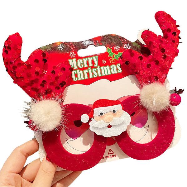 Christmas Elk Glasses Frame Dress Up Couple Costume Festive Masks