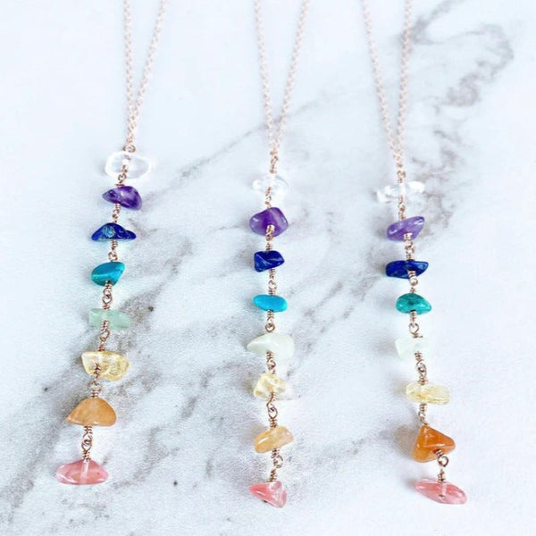 Veile Studios Foreign Trade Color Natural Crystal Gravel Handmade Winding Silver Gold Plating Necklace Necklaces & Pendants