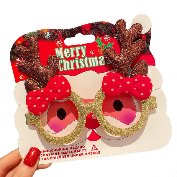 Christmas Elk Glasses Frame Dress Up Couple Costume Festive Masks