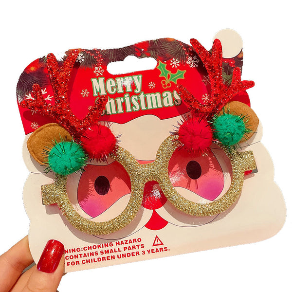 Christmas Elk Glasses Frame Dress Up Couple Costume Festive Masks
