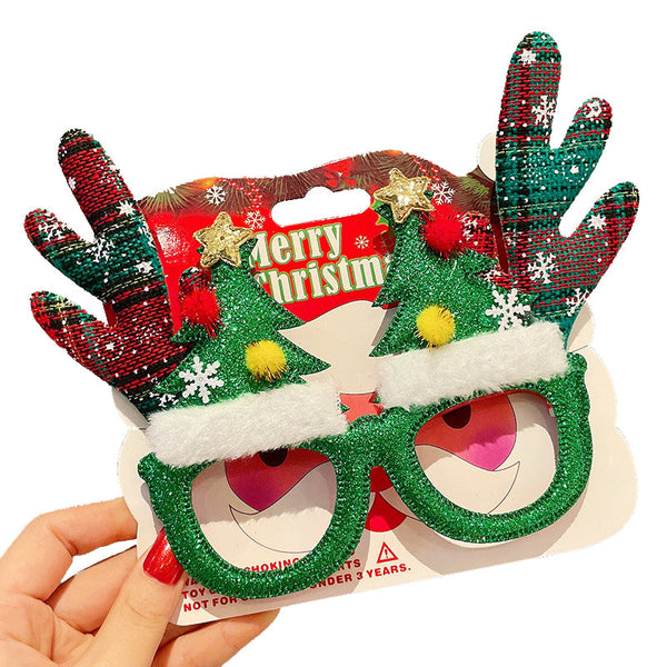 Christmas Elk Glasses Frame Dress Up Couple Costume Festive Masks