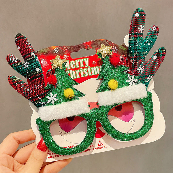 Christmas Elk Glasses Frame Dress Up Couple Costume Festive Masks