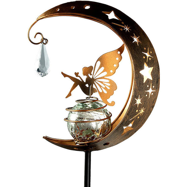 Solar Moon Fairy Lamp Outdoor Garden Iron Art Landscape & Walkway Lights