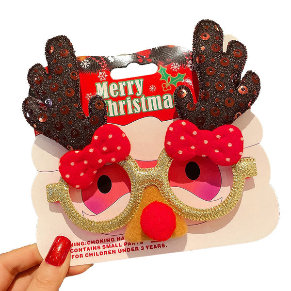 Christmas Elk Glasses Frame Dress Up Couple Costume Festive Masks