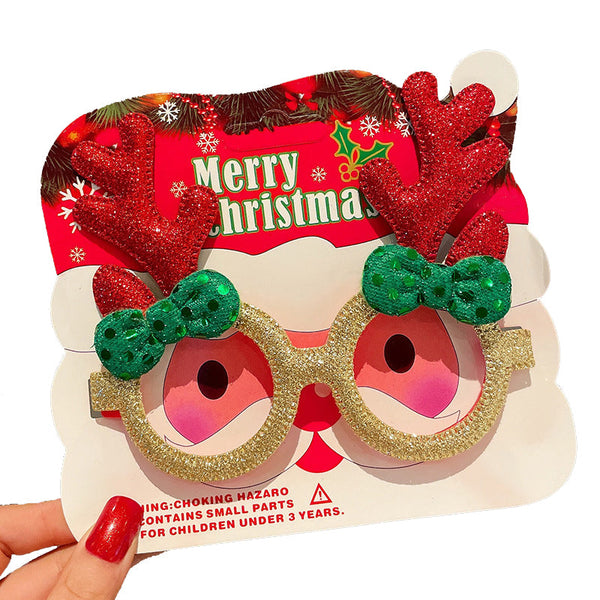 Christmas Elk Glasses Frame Dress Up Couple Costume Festive Masks