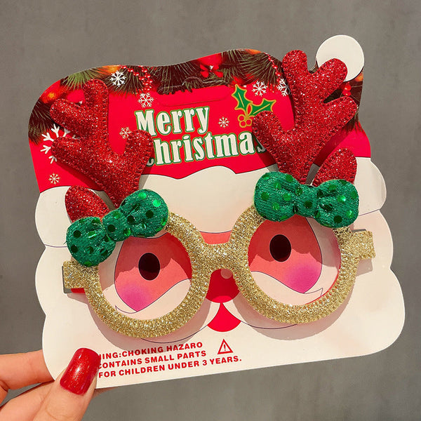 Christmas Elk Glasses Frame Dress Up Couple Costume Festive Masks