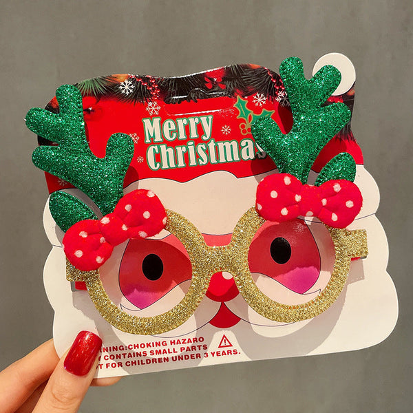 Christmas Elk Glasses Frame Dress Up Couple Costume Festive Masks