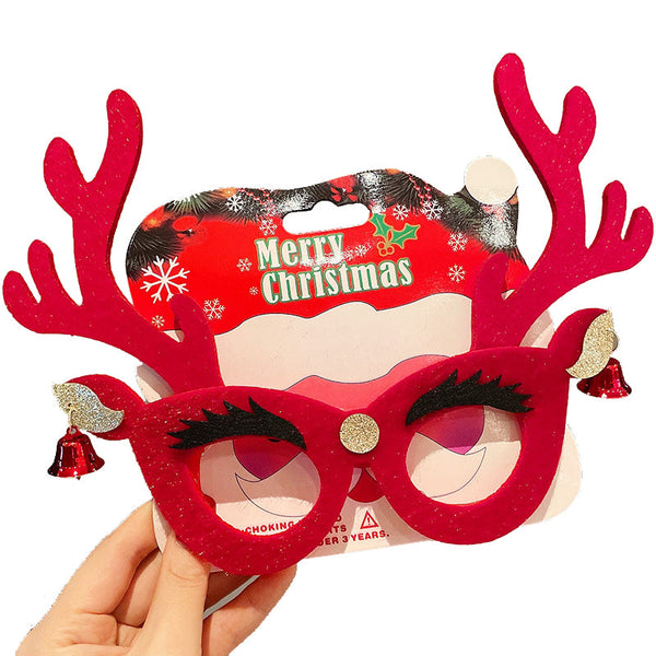 Christmas Elk Glasses Frame Dress Up Couple Costume Festive Masks