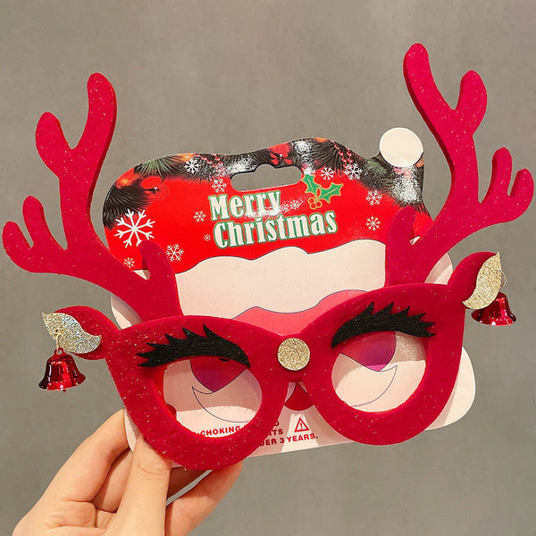 Christmas Elk Glasses Frame Dress Up Couple Costume Festive Masks