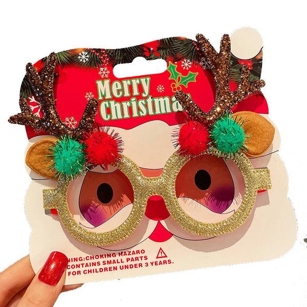 Christmas Elk Glasses Frame Dress Up Couple Costume Festive Masks