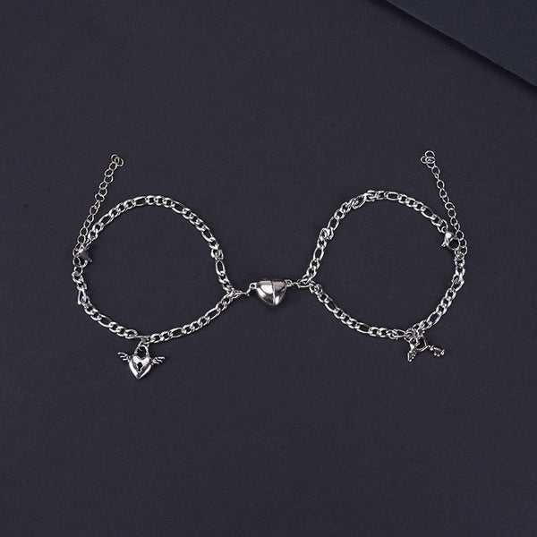 Veile Studios Heart Shape Lock Suction Couple Combination Bracelet Fashion Jewellery Bracelets
