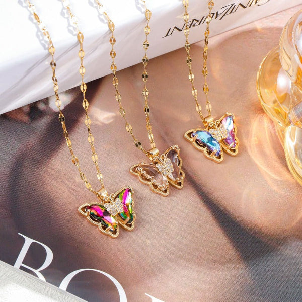 Veile Studios Necklace Female Micro Inlaid Zircon Butterfly Simple Clavicle Chain Fashion Jewellery Necklaces & Pendants