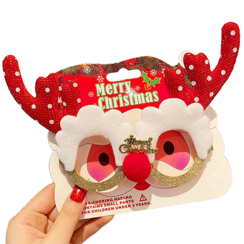 Christmas Elk Glasses Frame Dress Up Couple Costume Festive Masks