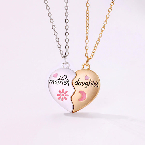 Veile Studios 2Pcs/Set Jewelry Mother Daughter Necklace Matching Heart Pendant Fashion Gifts Necklaces & Pendants