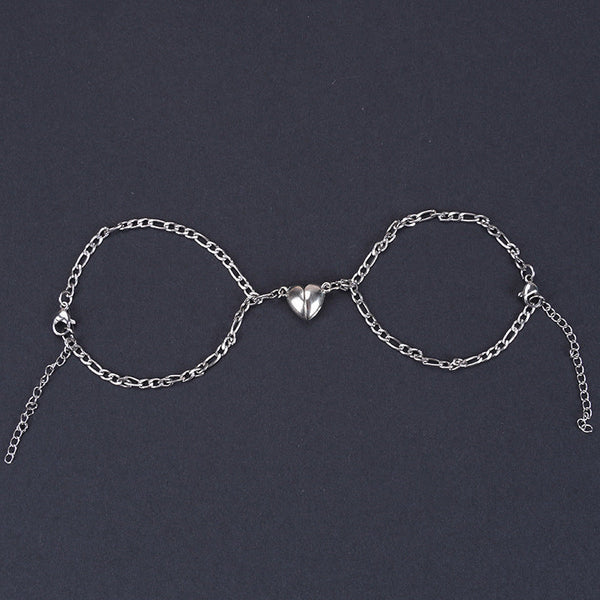 Veile Studios Heart Shape Lock Suction Couple Combination Bracelet Fashion Jewellery Bracelets