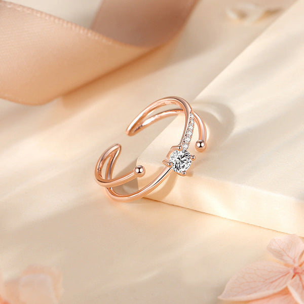 Veile Studios Double Layer Ring Sterling Silver 925 Fashion Inlaid Zircon Star Sweet Temperament Rings