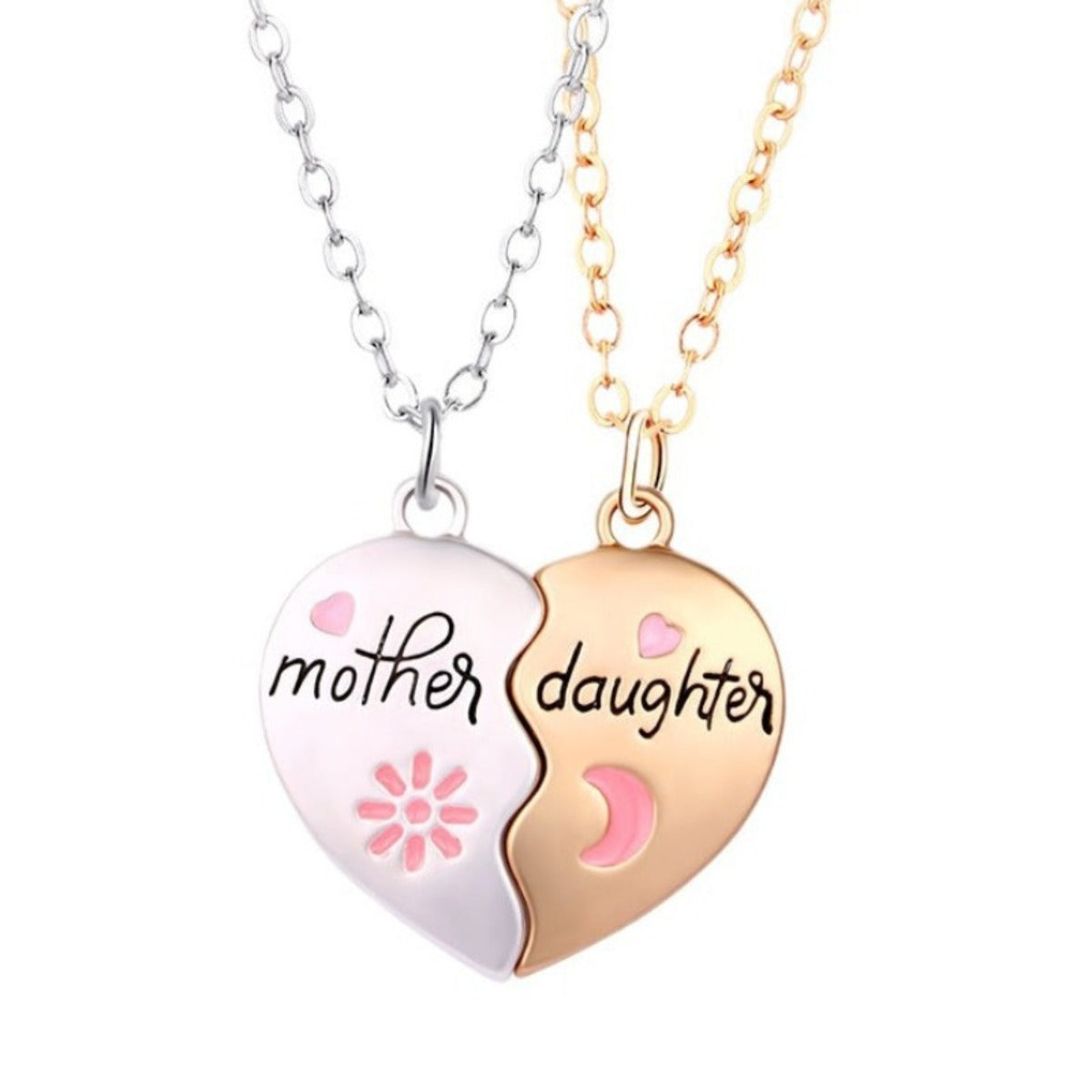 Veile Studios 2Pcs/Set Jewelry Mother Daughter Necklace Matching Heart Pendant Fashion Gifts Necklaces & Pendants