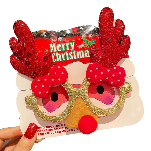 Christmas Elk Glasses Frame Dress Up Couple Costume Festive Masks