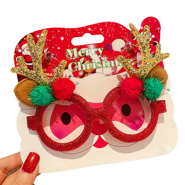 Christmas Elk Glasses Frame Dress Up Couple Costume Festive Masks