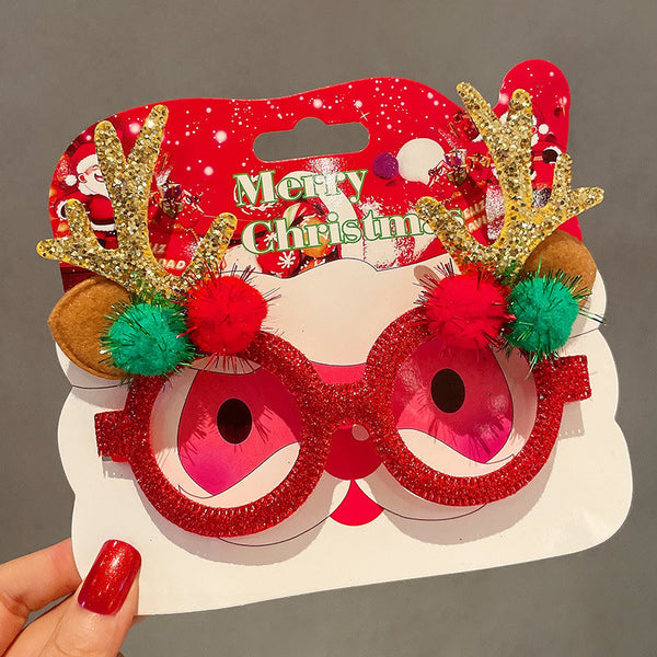 Christmas Elk Glasses Frame Dress Up Couple Costume Festive Masks