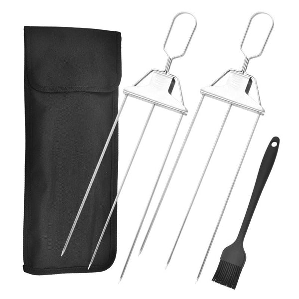 Barbecue Tools 3 Prong Skewer Stick Needles Kebab Way Forks Stainless Steel Barbecue Grill