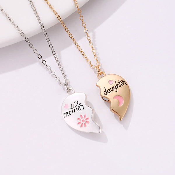 Veile Studios 2Pcs/Set Jewelry Mother Daughter Necklace Matching Heart Pendant Fashion Gifts Necklaces & Pendants