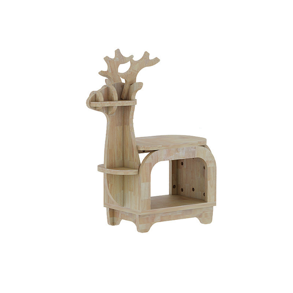 Oak Planking Small Creative Reindeer Shaped Solid Wood Bookshelf For Kids Kids Bookshelves