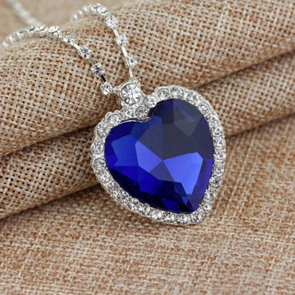 Veile Studios Ocean Star Love Fashion Diamond Crystal Pendant Necklace Cobalt Blue Necklaces & Pendants