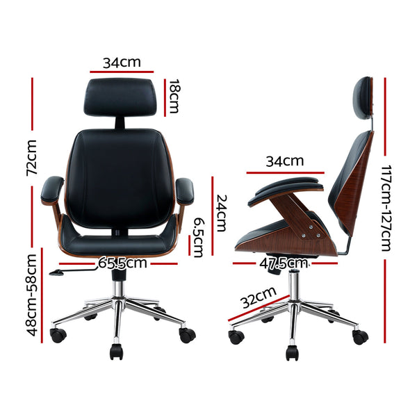 Artiss Office Chair Computer Gaming Chairs Executive Leather Black Office Chairs