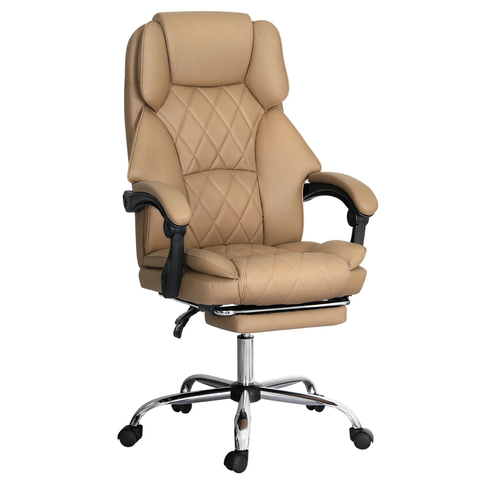 Artiss Executive Office Chair Leather Footrest Espresso Office Chairs