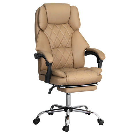 Artiss Executive Office Chair Leather Footrest Espresso Office Chairs