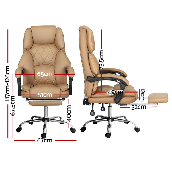 Artiss Executive Office Chair Leather Footrest Espresso Office Chairs